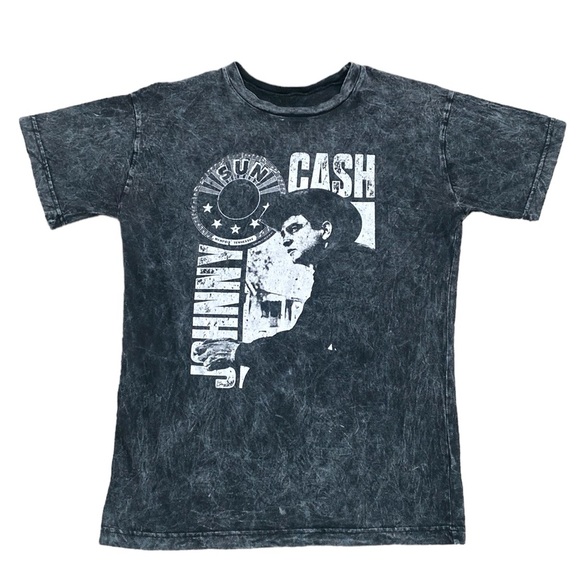 Sun Records Johnny Cash Black Washed T-Shirt - Picture 1 of 3